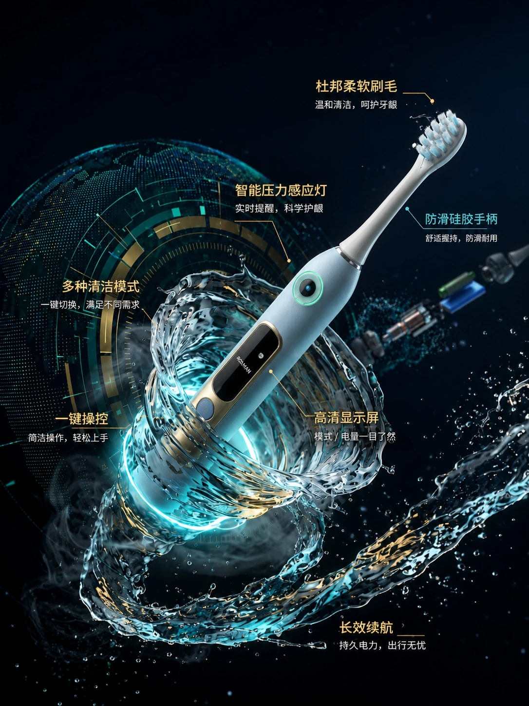 电动牙刷完整主视觉